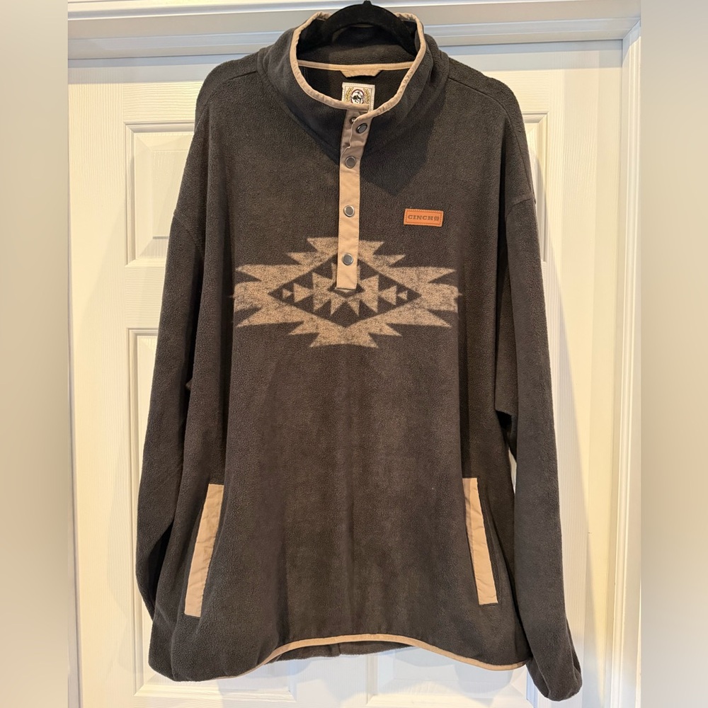 Cinch Men's Charcoal and Tan Aztec Patterned Fleece Jacket (4XL)